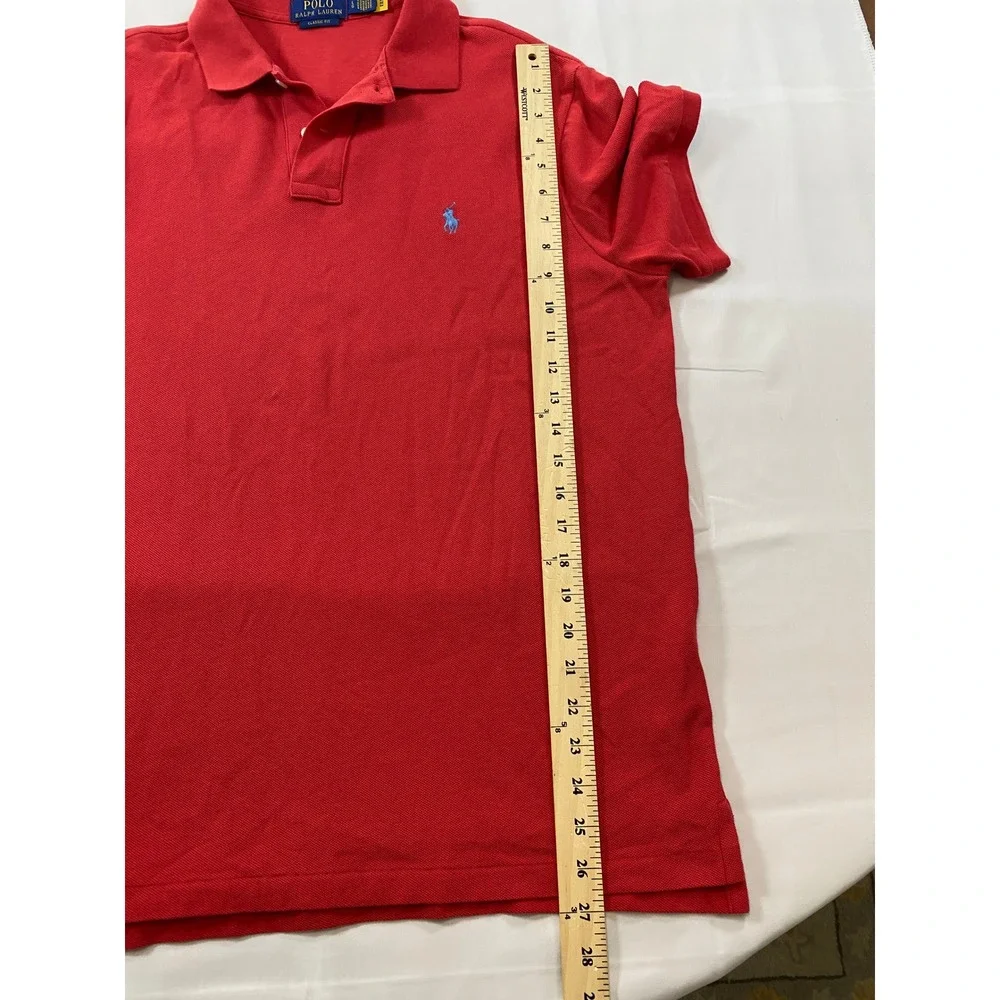Polo‎ Ralph Lauren Mens Classic Fit Red Short Sleeve Pique Polo Shirt Large